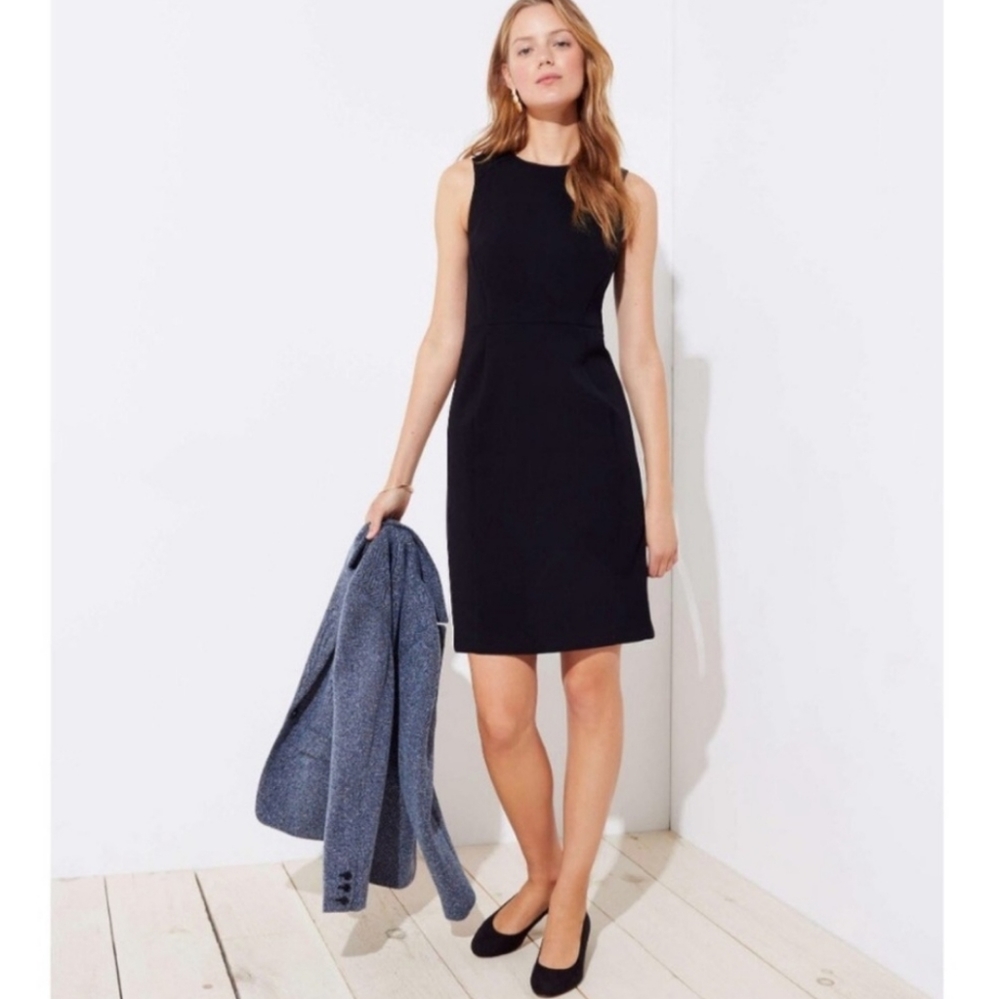 LOFT Black Paneled Sheath Dress - NWT